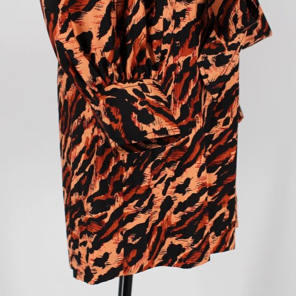 Sandro Lunas Abstract Leopard Print Silk Belted Dress 1 Long Sleeves V-Neck Mini - Picture 4 of 8